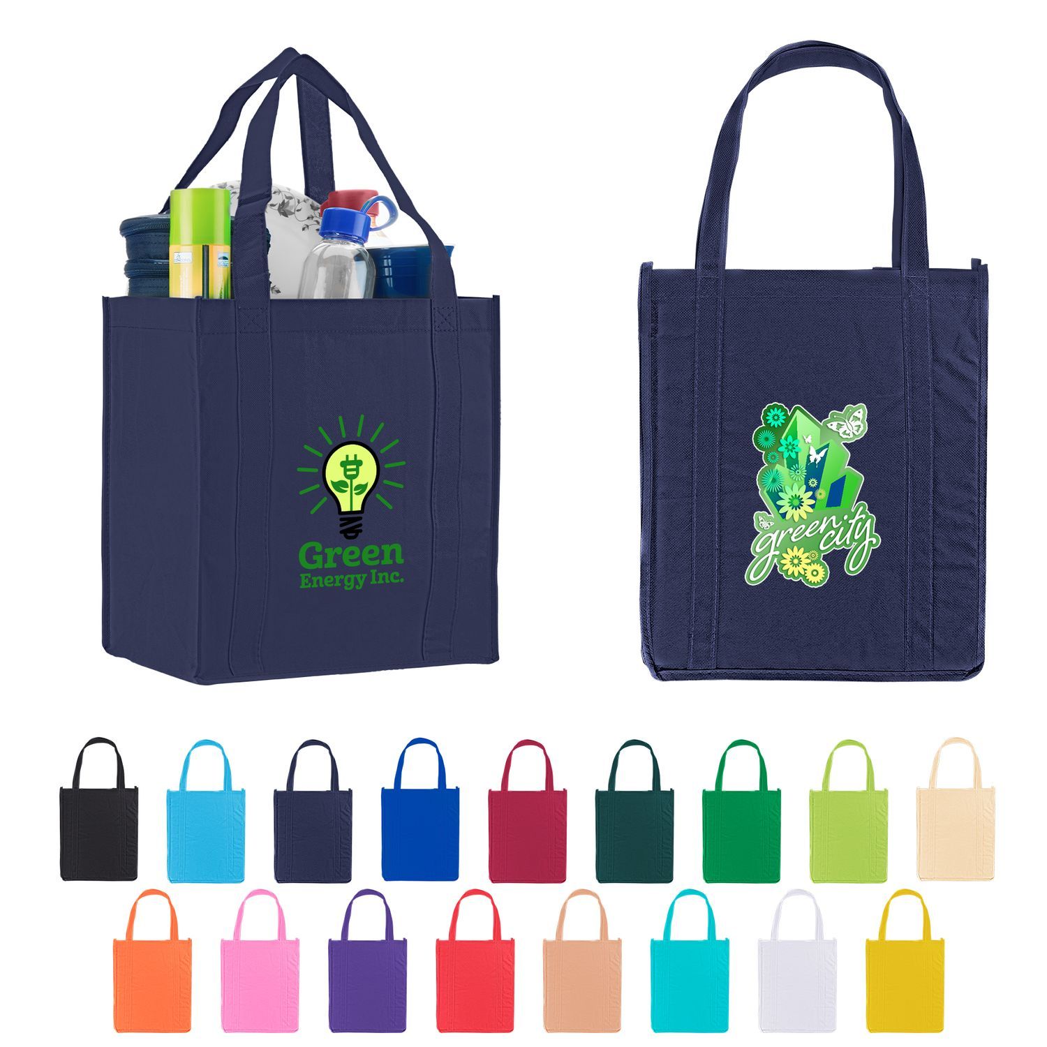Atlas Non-Woven Grocery Tote Bag 12" W x 14" H x 8" D